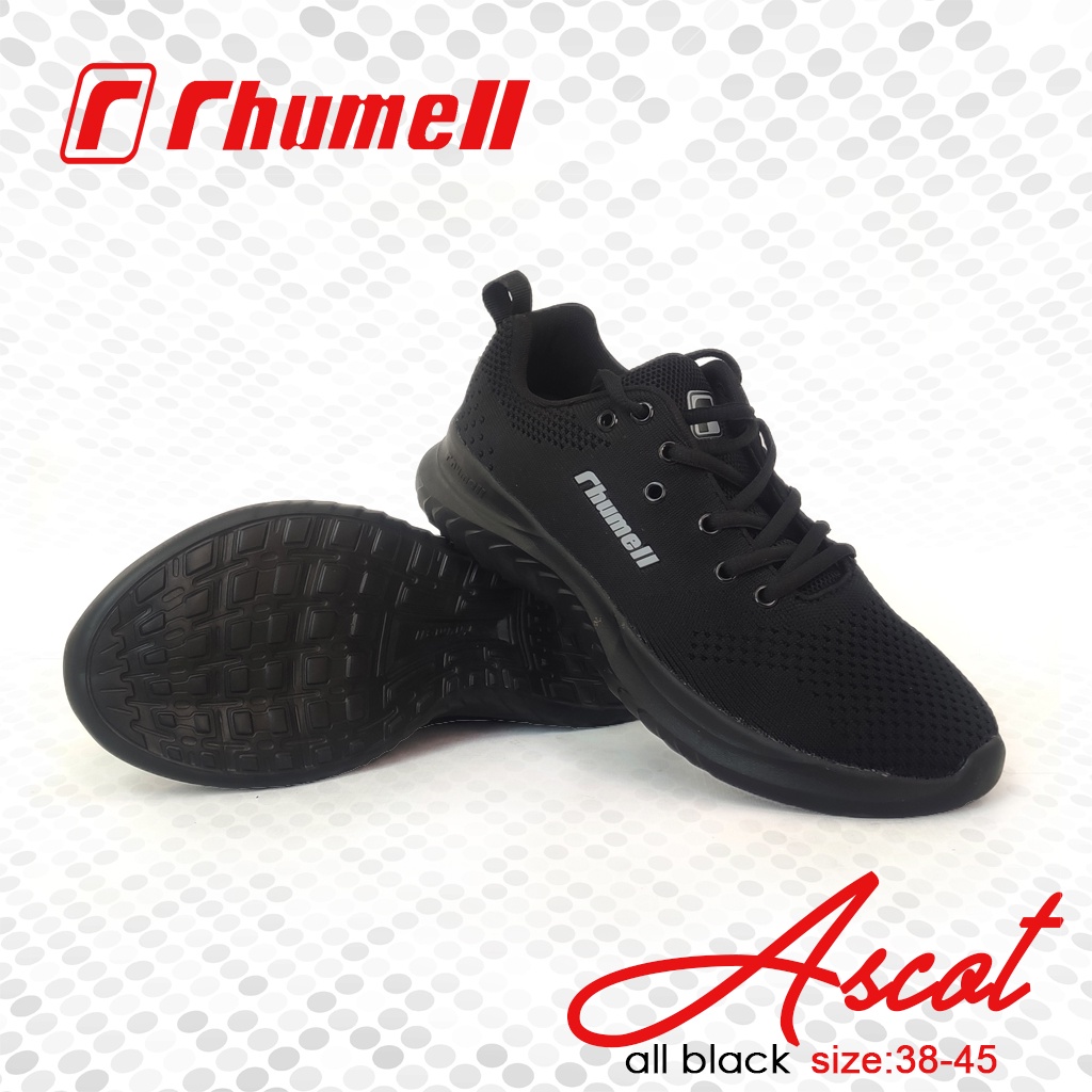 Sepatu Sneakers Sekolah Hitam Polos Pria Rhumell - Ascott All Black