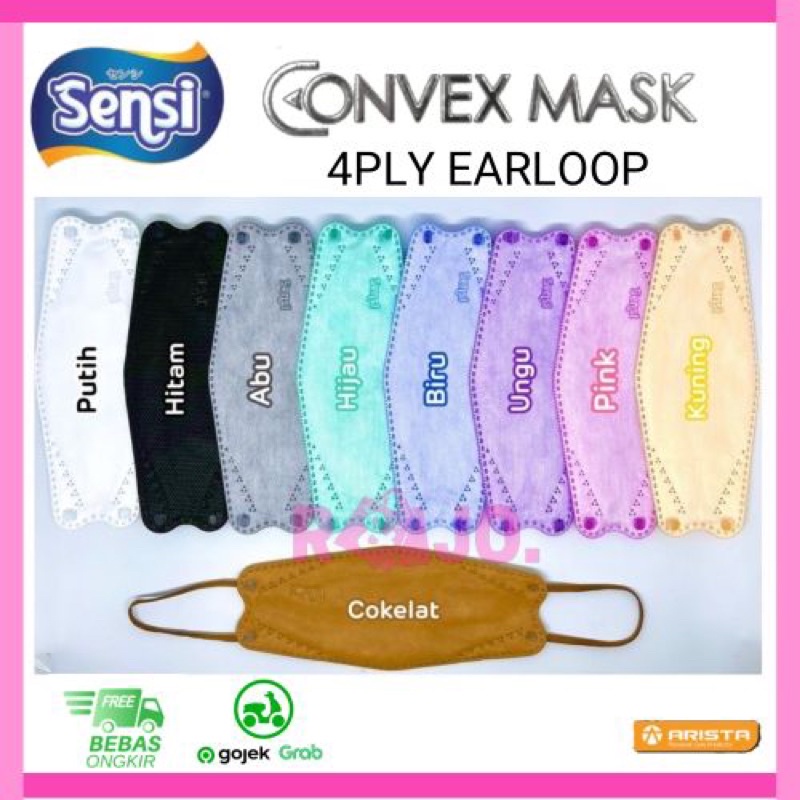 Masker Sensi Convex 4ply earloop ECER per 5 Pcs