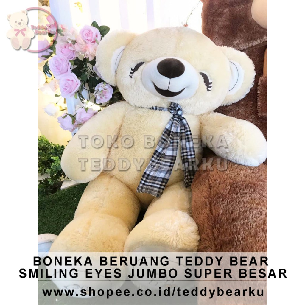 Boneka Beruang Teddy Bear Smiling Eyes Jumbo Super Besar 1 Meter