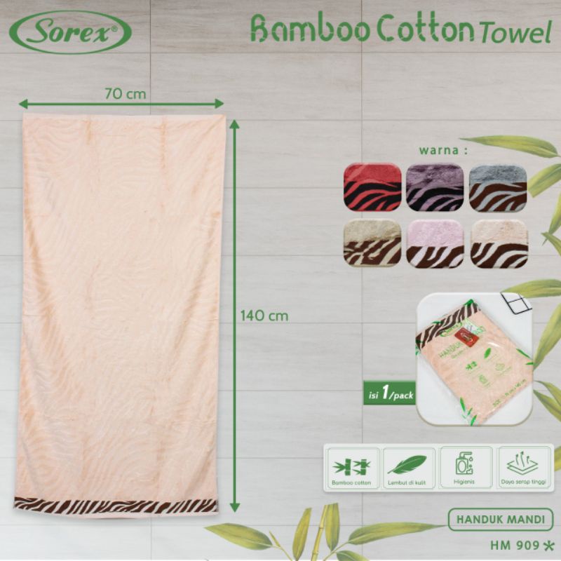 Sorex HM 909 Handuk Mandi Dewasa Cotton Bamboo Lembut Daya Serap Tinggi