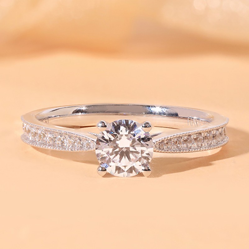 925 cincin perak murni wanita klasik empat cabang 1 karat pt950 mossang berlian pernikahan fashion perhiasan