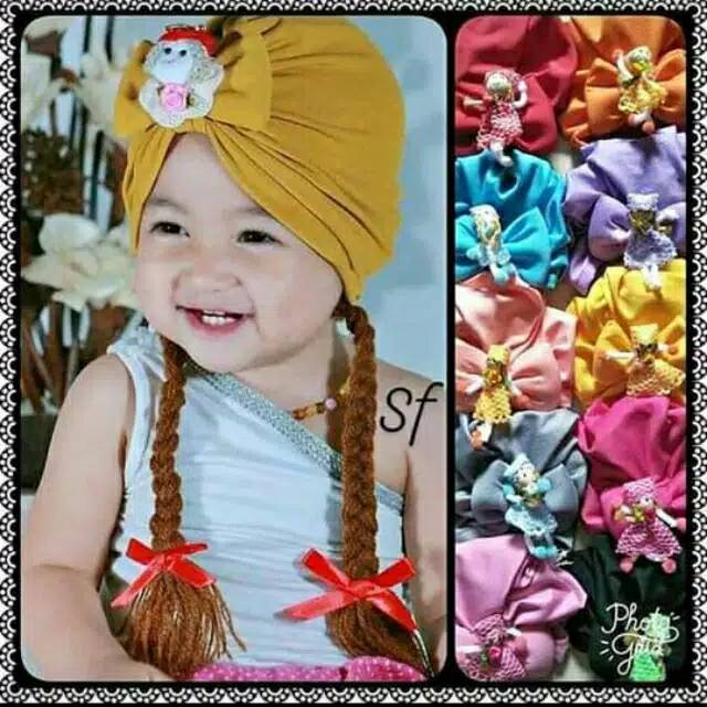 Turban Boneka Kepang Bayi Anak Jilbab Kerudung Wolly J17