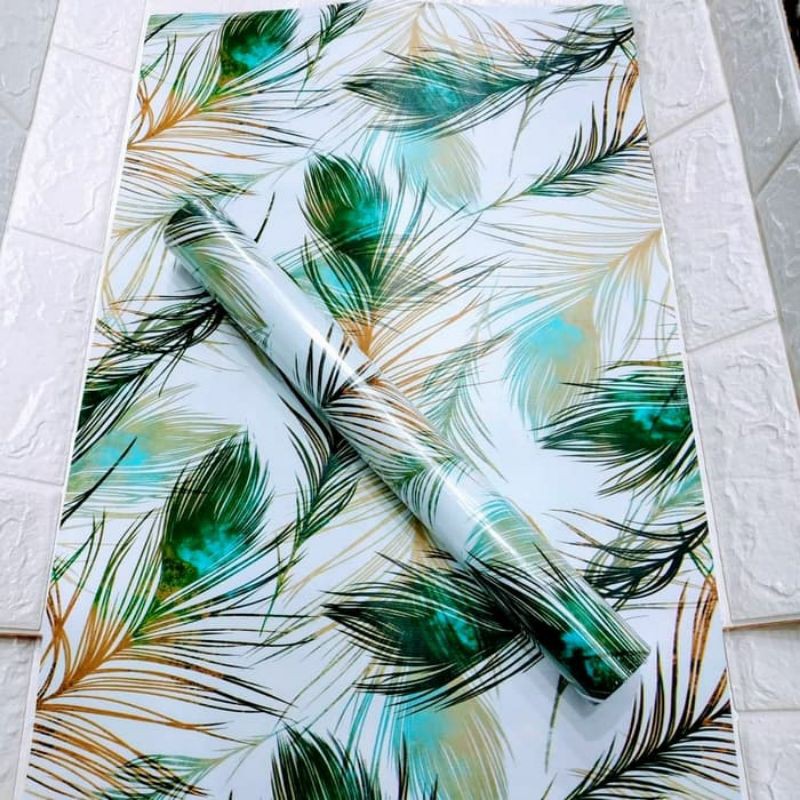 Wallpaper Sticker Motif Bulu Burung Merak