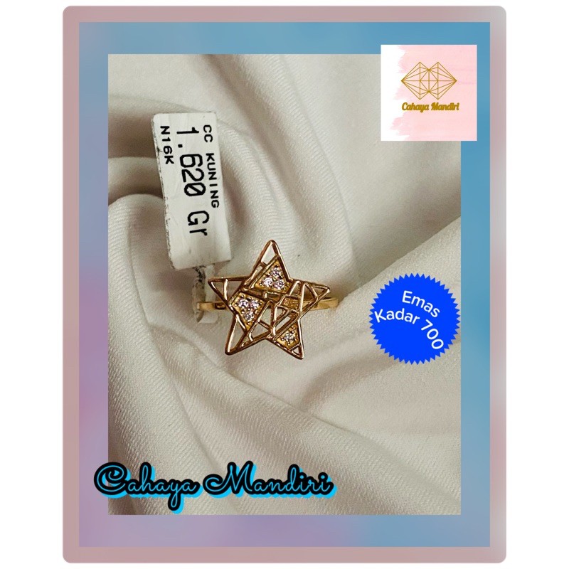 Cincin emas kadar 700 (16K) Berat +/- 1,62 Gram