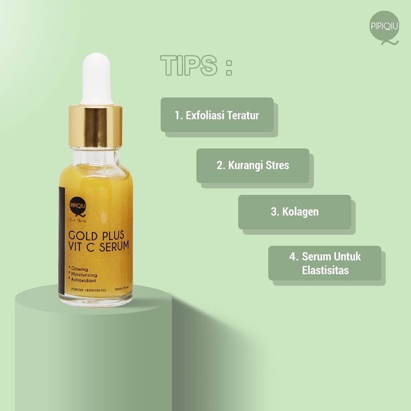 PIPIQIU Gold Plus Vit C Serum Indonesia / Niacinamide Brightening Aha Bha Pha Peeling Hyaluronic