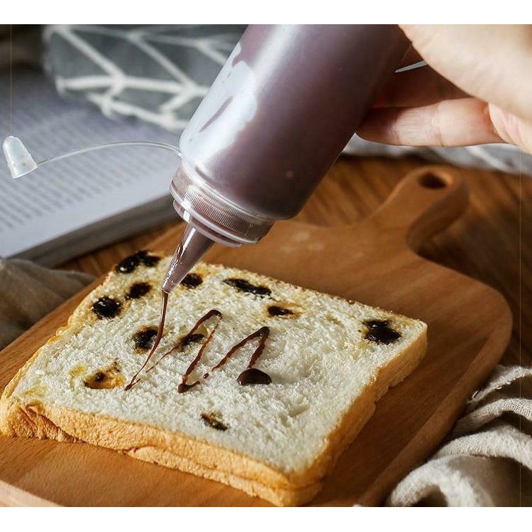 DS SS11 Botol Saos Dengan garis Dispenser Saus Plastik Mayonaise Kecap Cuka Minyak Dapur