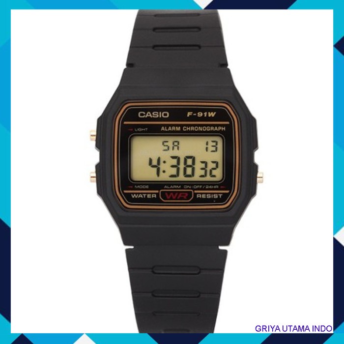 JAM TANGAN ORI original Casio  (Semua Variasi F-91W / F91WG - Pria - Digital - Karet - Kuning asli m