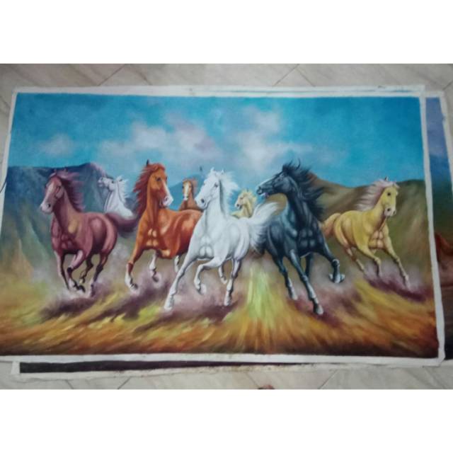 Lukisan lembaran 8 kuda berlari k depan