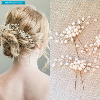 Image of Vintage Wedding Bridal Pearl Flower Crystal Hair Pins Bridesmaid Clips Side Comb