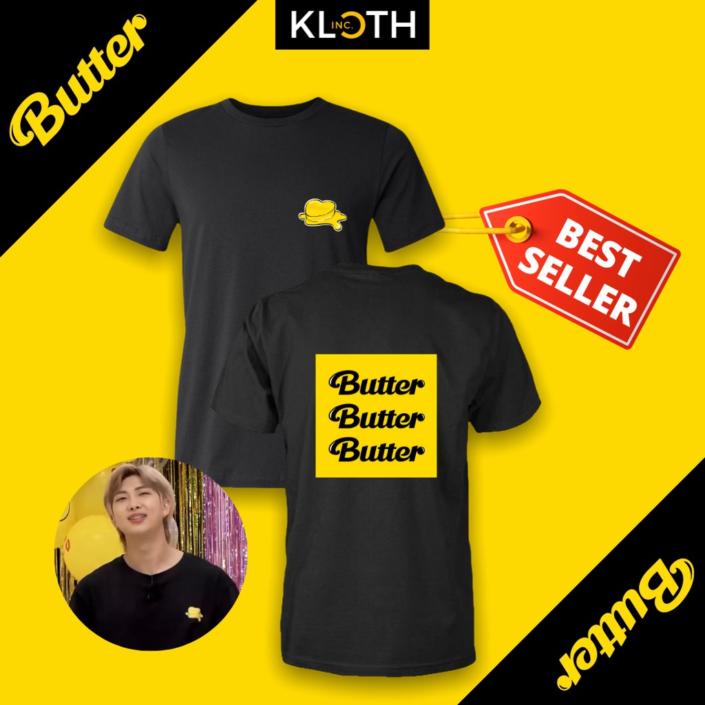 [NEW] Kaos BTS Butter Sablon Depan Belakang Hitam Cotton 24s Premium Bisa Upgrade Lengan Panjang