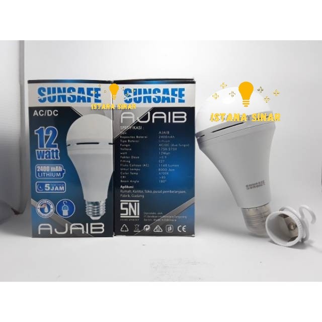 Lampu / Bolam Emergency SunSafe Ajaib 9w / 12w / 15w / 18w / 9 Watt / 12 Watt / 15 Watt / 18 Watt