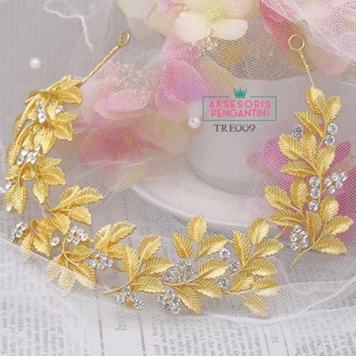 [BISA COD] HEADPIECE TIARA PENGANTIN CROWN WEDDING HAIRBAND GOLD TRE009