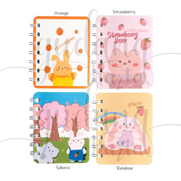 Notebook Mini Spiral Pink Rabbit Buku Catatan Mini kelinci Unik GH 308735