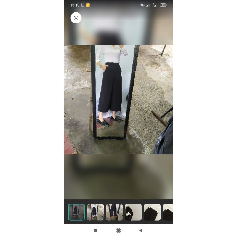 Celana Kulot Hitam Korean Black Cullotes Pants Cullote Highwaist GU Uniqlo