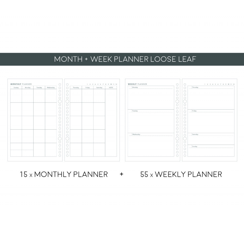

H7Y Panmomo Monthly And Weekly Planner Loose Leaf B5 / Kertas Binder Planner Jadwal Agenda Bulanan