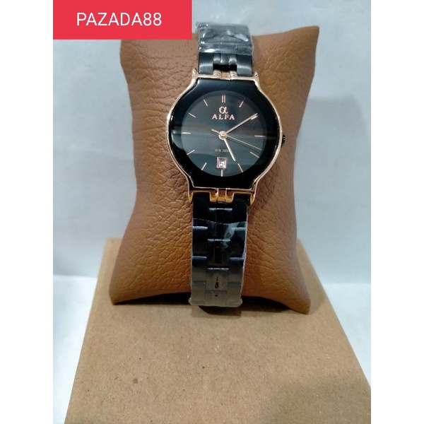 NEW MODEL ALFA 88118L/JAM TANGAN WANITA RANTAI HITAM ROSE GOLD WATER RESISTANT 30 METER