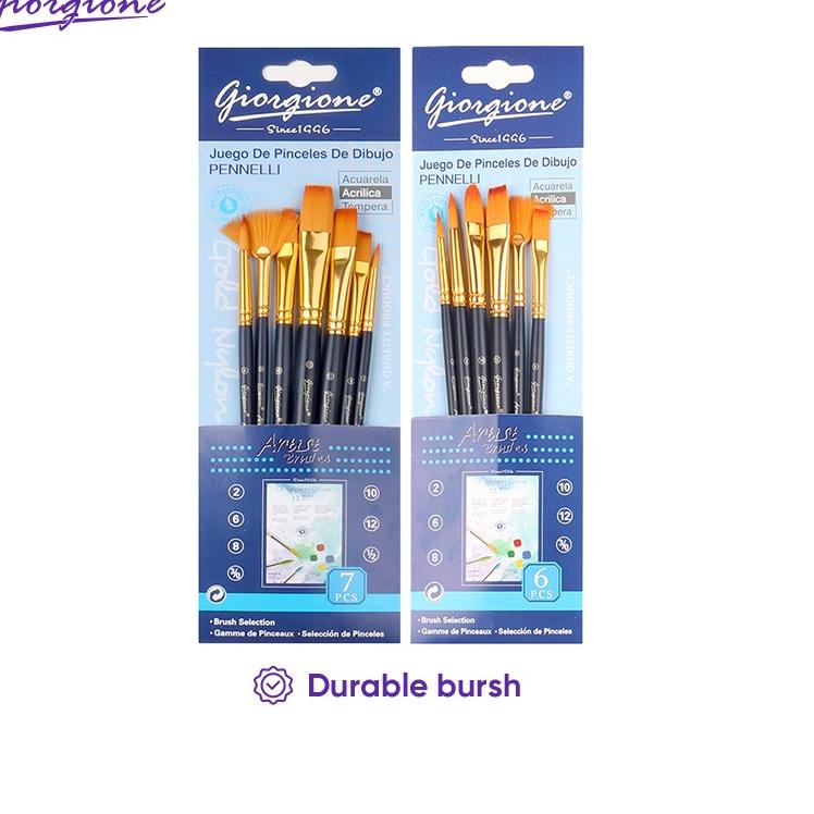 

(JiL➨) Giorgione Paint Brush Set Kuas Lukis 3/4/5/6/7/10 Pcs Nylon //[Bayar ditempat]