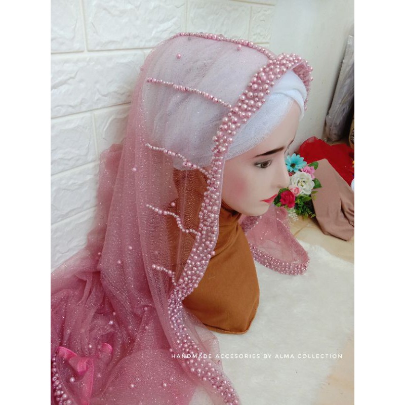 veil pengantin tabur mutiara