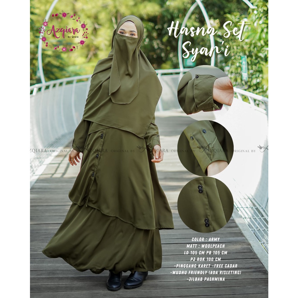 HASNA SYARI SET muslim wanita original produk by qiara fashion