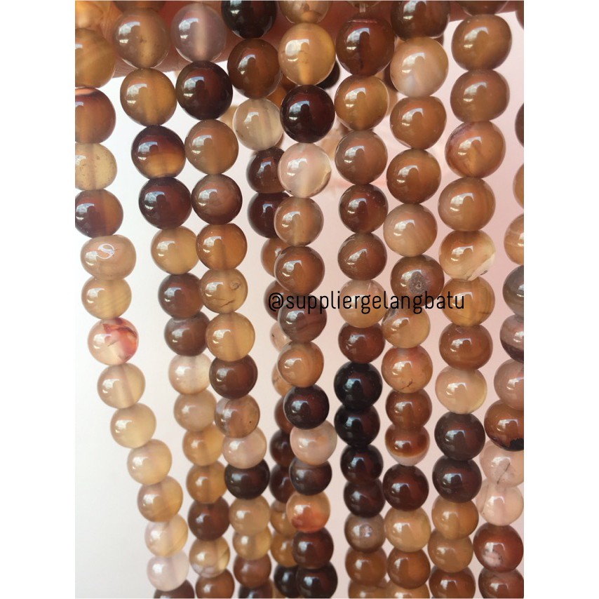 Carnelian Putih Cokelat Natural Stone Batu Alam Kesehatan 10mm Akik Bahan Bacan Renteng Natural Akik