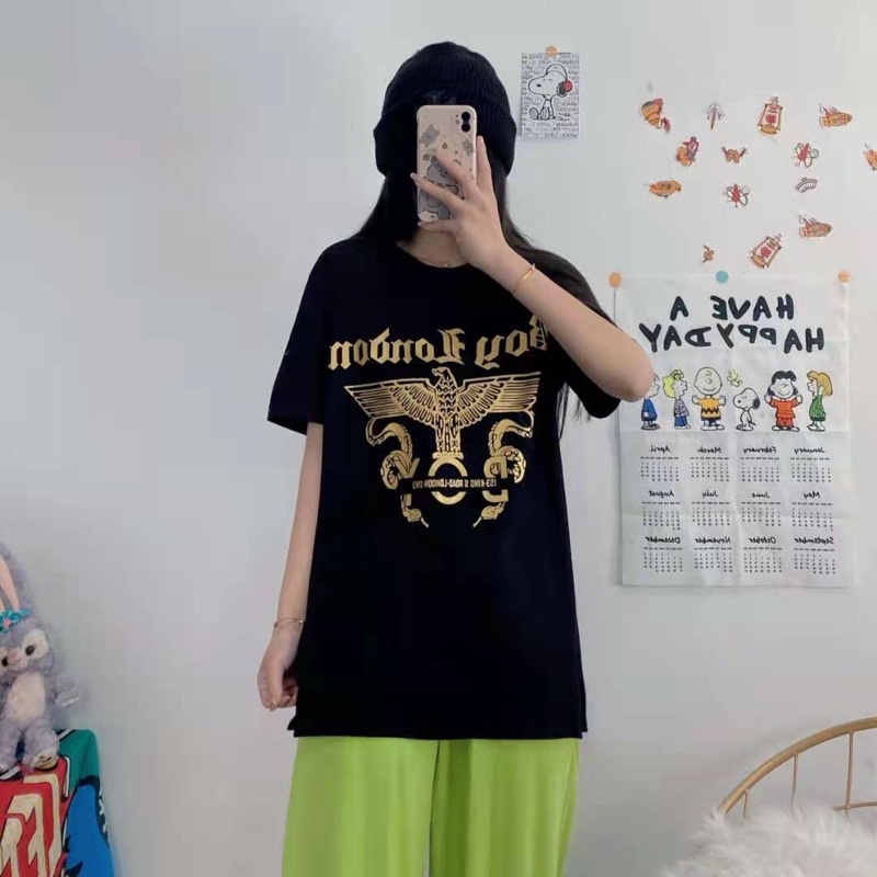 BOY33 KAOS BOY LONDON SNAKE IMPORT GOLD ON BLACK PRIA WANITA INGGRIS