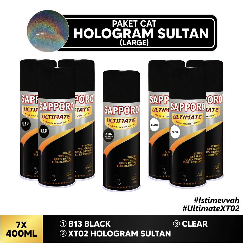 Paket Cat Hologram Sultan Big / Sapporo Ultimate / Cat Spray Semprot Aerosol Terbaik