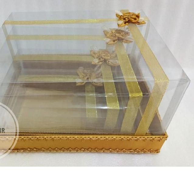 ♖ Kotak hantaran / kotak seserahan / box seserahan full mika model list satu set warna gold ⅍