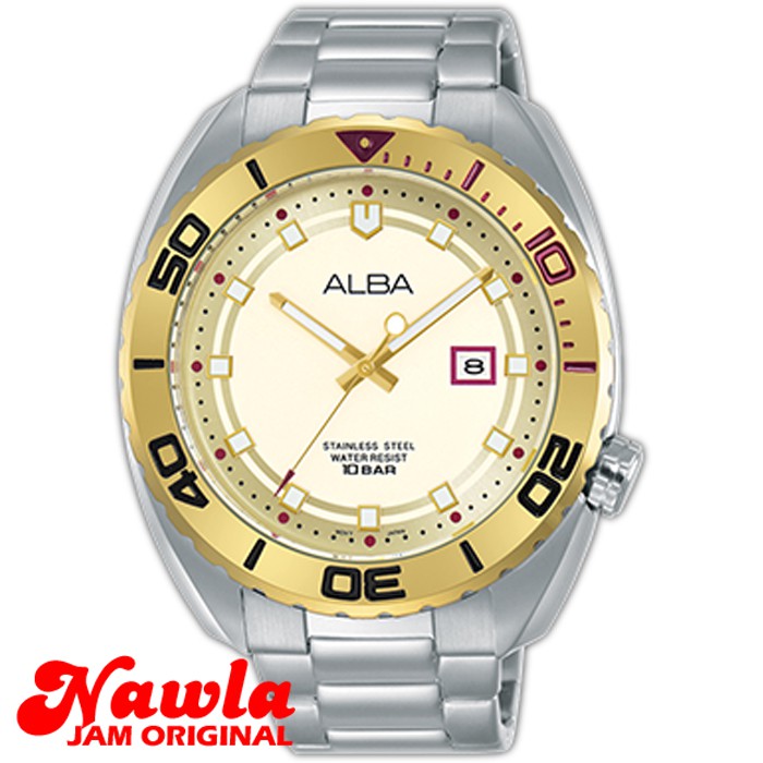 Alba Quartz AG8H44X1 Chronograph Cream Dial - Jam Tangan Pria AG8H44