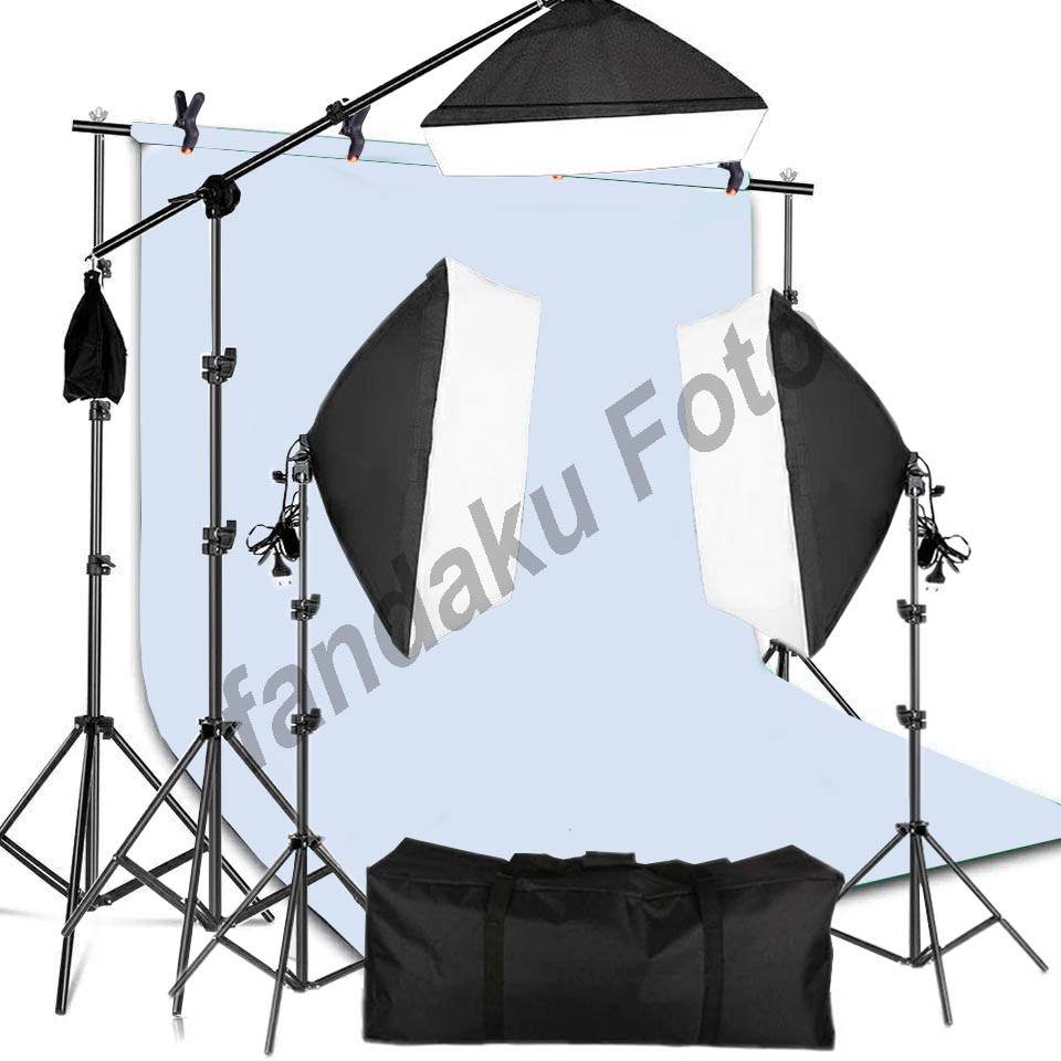 Paket Lighting Studio lampu softbox dengan stand