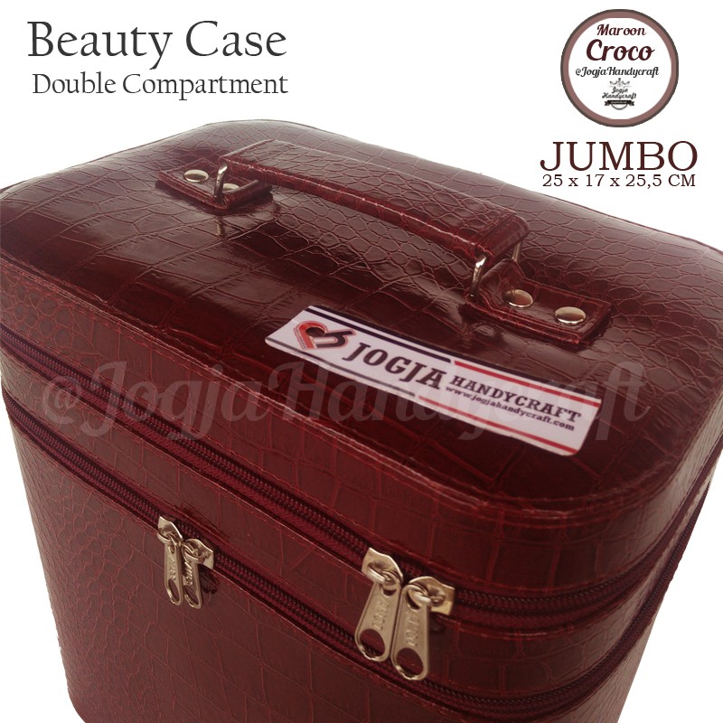 Exclusive JUMBO Size Tas Tempat Kosmetik Maroon Croco / Beautycase