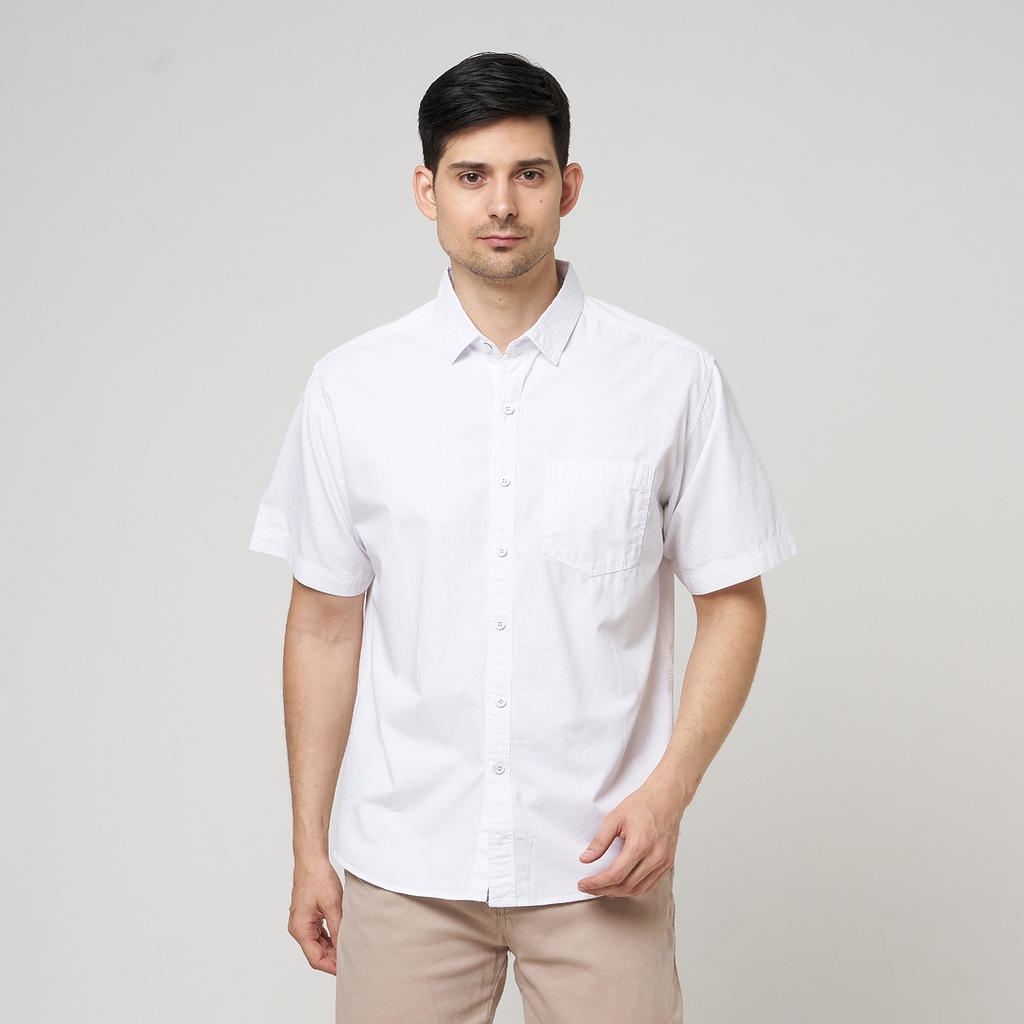 RGB Clothing Company Kemeja Pria Putih Polos Lengan Pendek RHMP1103238