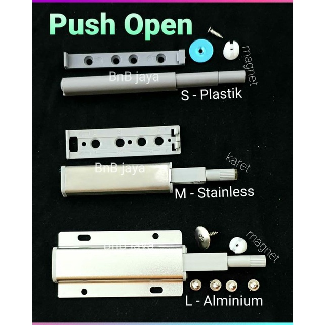 Push Open Plastik Abu-Abu, Push Open Almunium dan PushOpen Stainless Steell