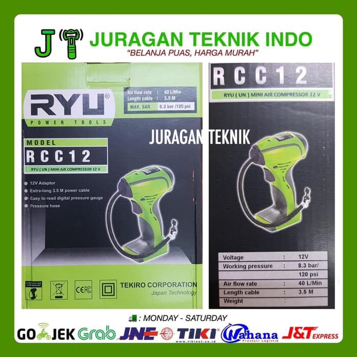 Tekiro Ryu Alat Pompa Angin Ban 12V Mini Air Compressor 12 V