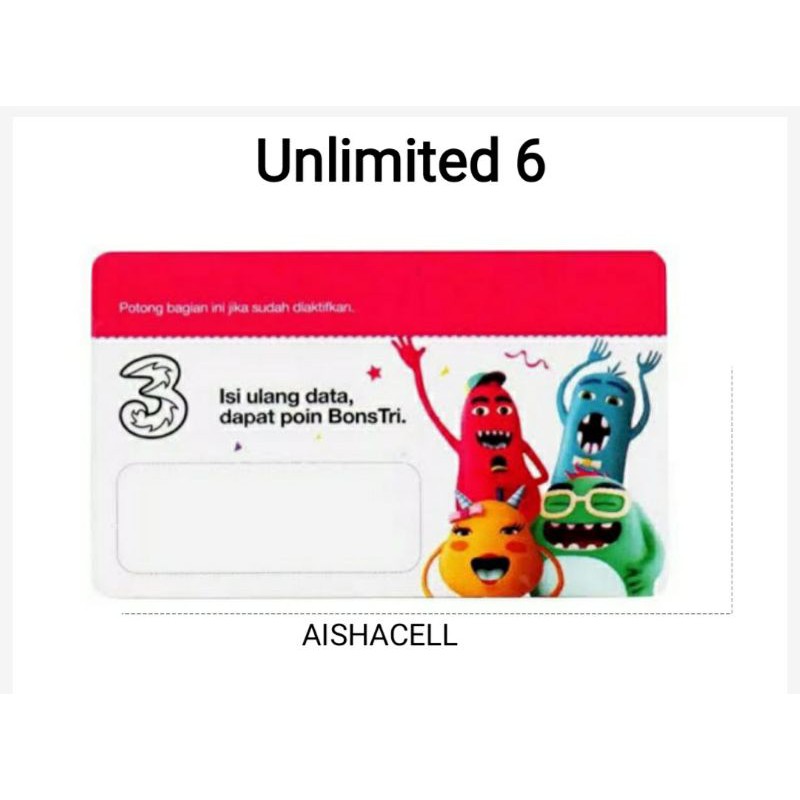 Voucher 3 Tri Three Unlimited+6 Jawa Timur
