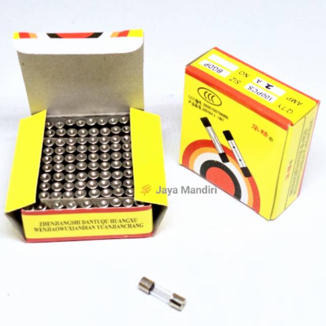 Fuse Sekring Kaca Tabung Kecil 2A  (1pak 100pcs)