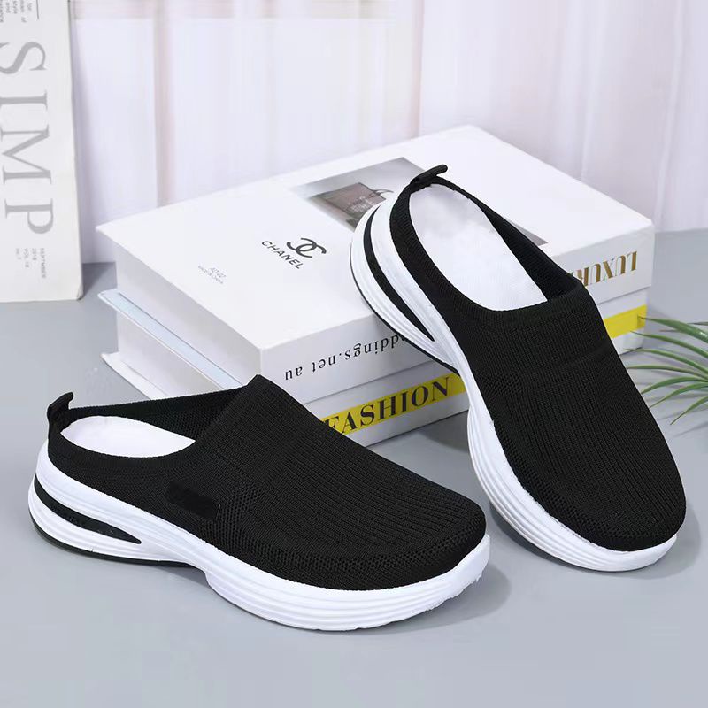 Sandal Wedges Wanita Flyknit Slip On Shoes Import S-024