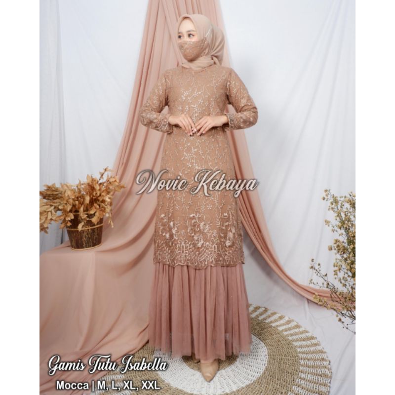 Gamis tulle bordir mix tutu / gamis busui / gamis modern / gamis lebaran / gamis tille termurah