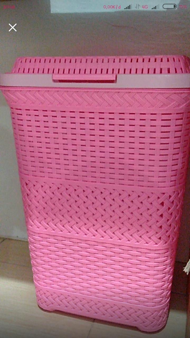 Keranjang Baju / Laundry Basket / Tempat Penyimpanan Baju Kotor Gr Pink Genki Market