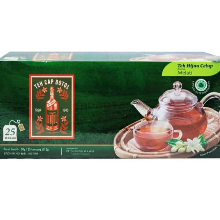 

Teh Cap Botol Teh Hijau Celup Aroma Melati 25 Kantong HALAL 50 Gr