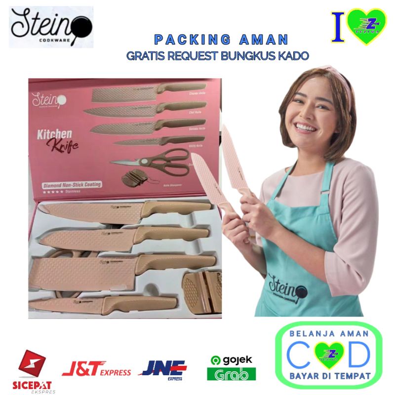 Pisau Set Stein Cookware Kitchen Knife Set Diamond Non-Stick Coating - Original