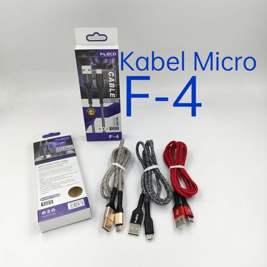 Kabel data Fleco F4 F6 F9 fast charging 3.1A micro usb DAN TYPE C tali sepatu