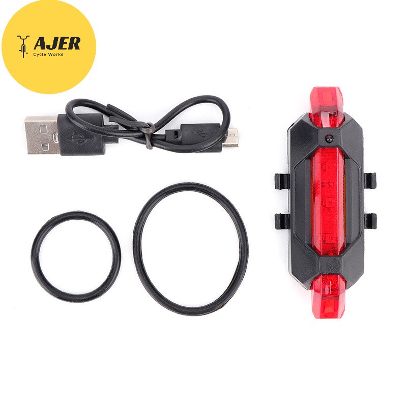 Lampu belakang Sepeda LED Waterproof dalam BOX rechargeable USB terang anti air tail light merah