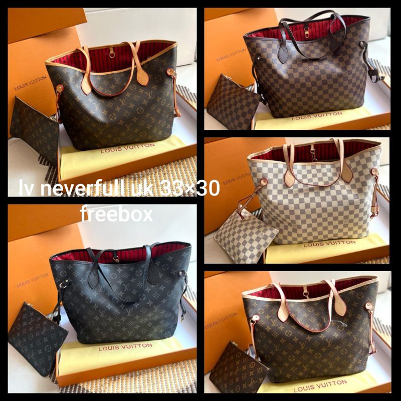 tas fashion LV neverfull medium free box