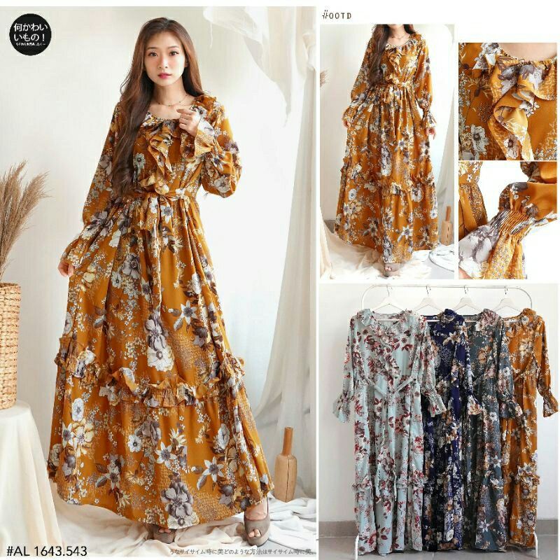 Gamis Ceruty Bunga Rempel Ori By Yuri