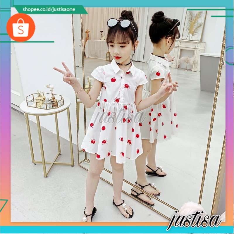 Promo !! Dress katun anak perempuan/dress murah/ Dress apple sweet kiddos import uk 3-7th