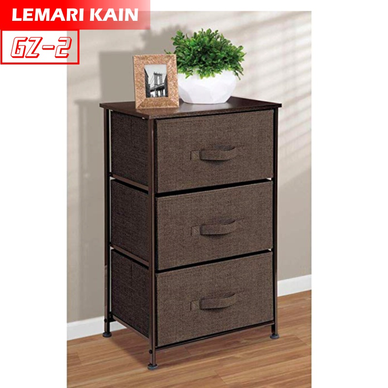 Lemari Kain Linen 4 Laci Lemari Sisi Ranjang Portable