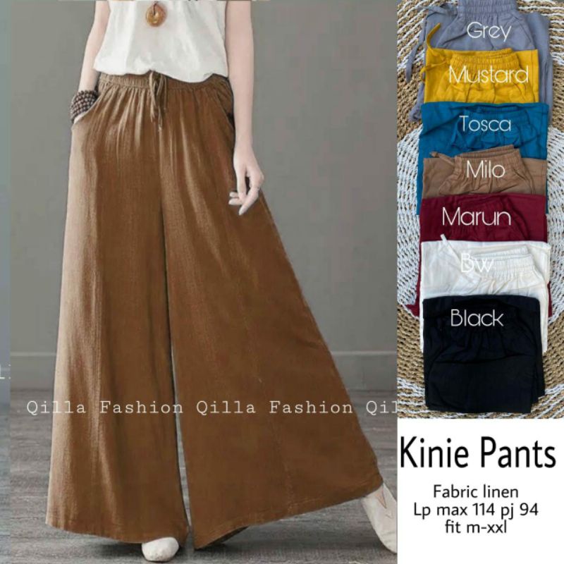 Kinie Celana Panjang Kulot Polos Wanita By Qilla Fashion-6