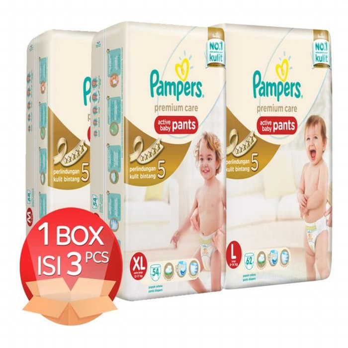 PROMO Pampers Premium Care Active Baby Pants M68 L62 XL54