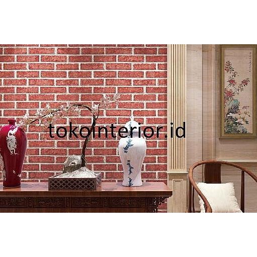 Wallpaper Dinding 3D Motif Vintage Batu Bata Merah VP Terbaru