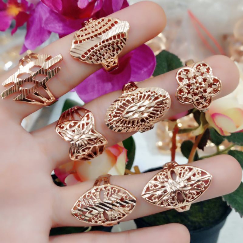 cincin dewasa rose gold isi 7 pcs, perhiasan xuping mewah